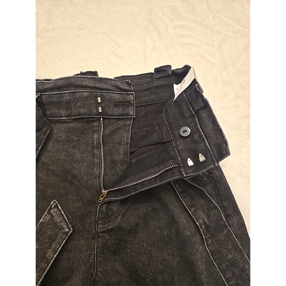 Express Shortie Extreme High Rise Womens Shorts Sz 4 Black Belted Waist Stretch - Picture 12 of 13